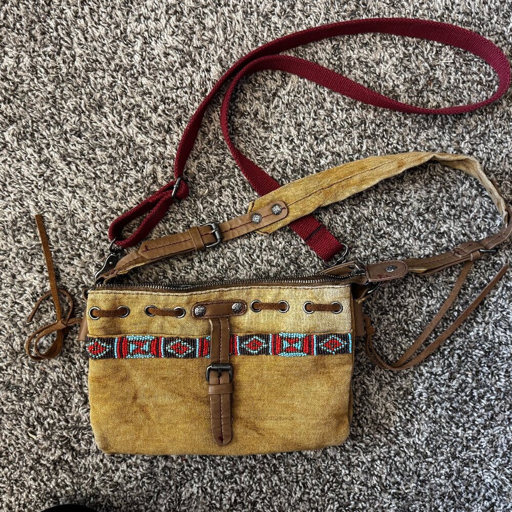 Lucky Brand Canvas & Beaded Bag